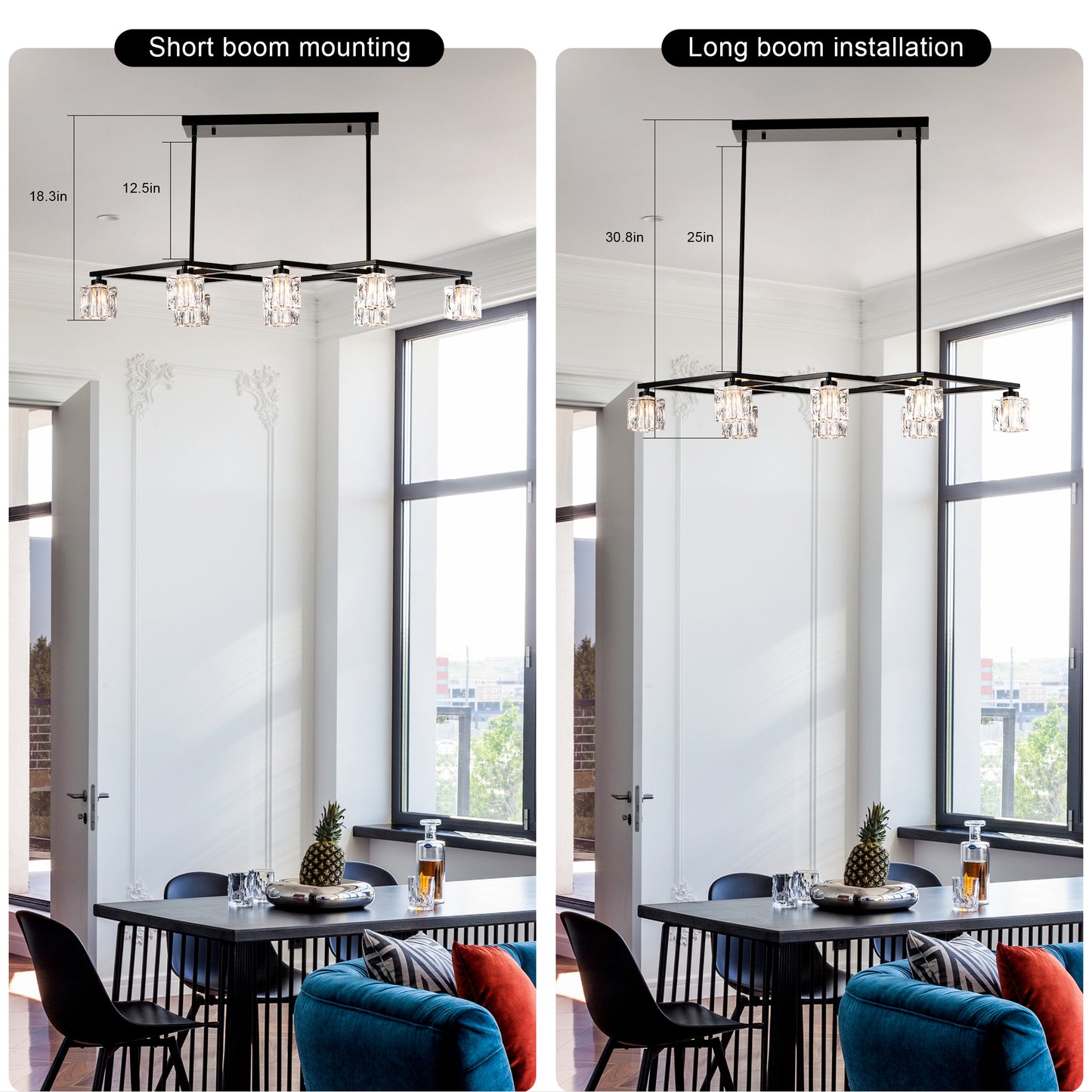 Marcel Industrial Crystal Chandelier
