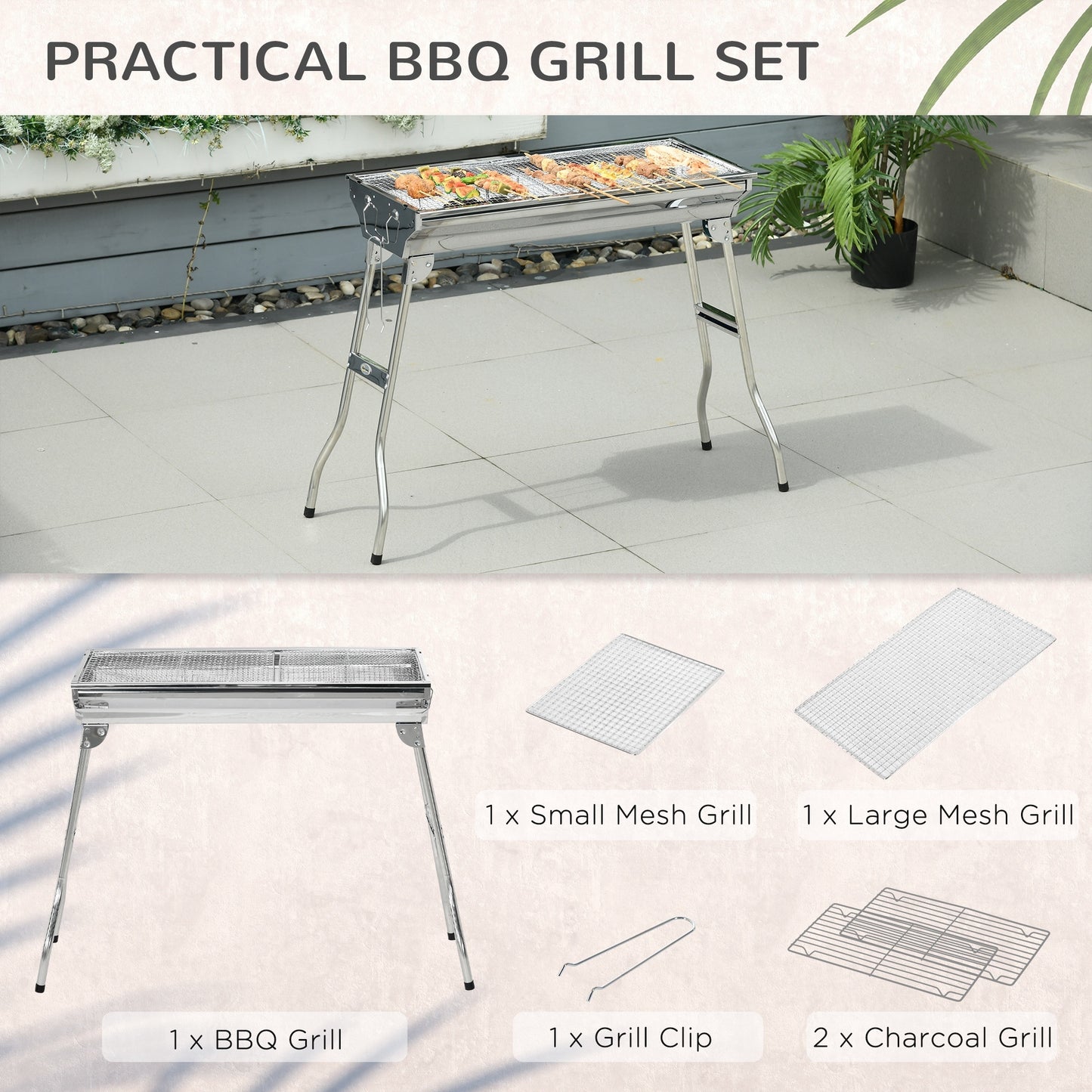 Bartholomew Industrial Stainless Folding Charcoal Grill