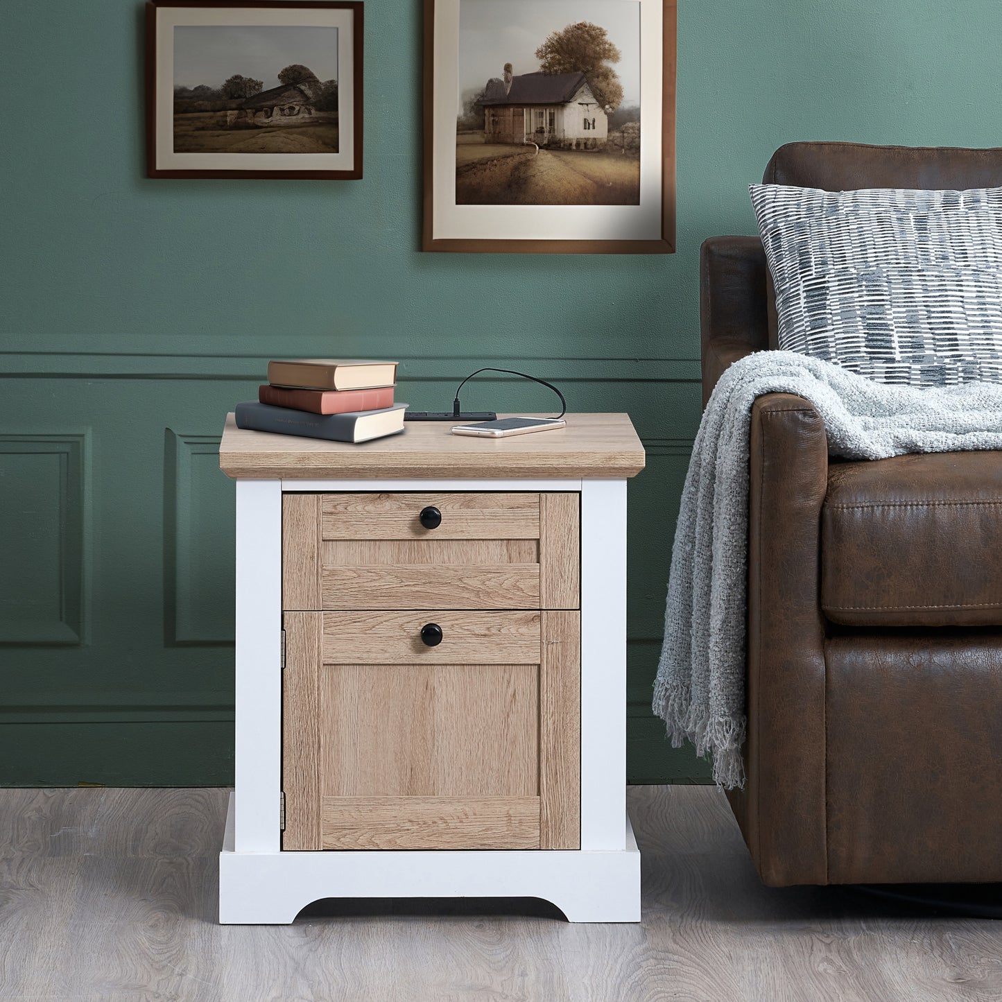 Fremont Contemporary Drawer Charging Night Side Table