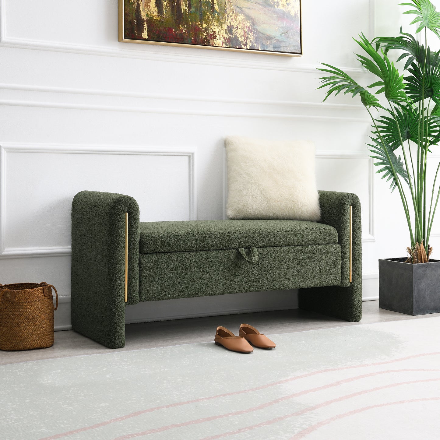 Silverleaf Modern Olive Storage Bench