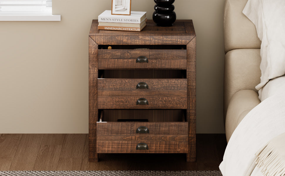 Ghivi Craftsman Rustic Nightstand
