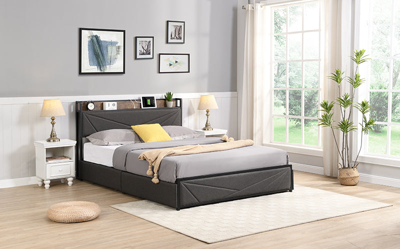 Justo Modern Charging Queen Bed