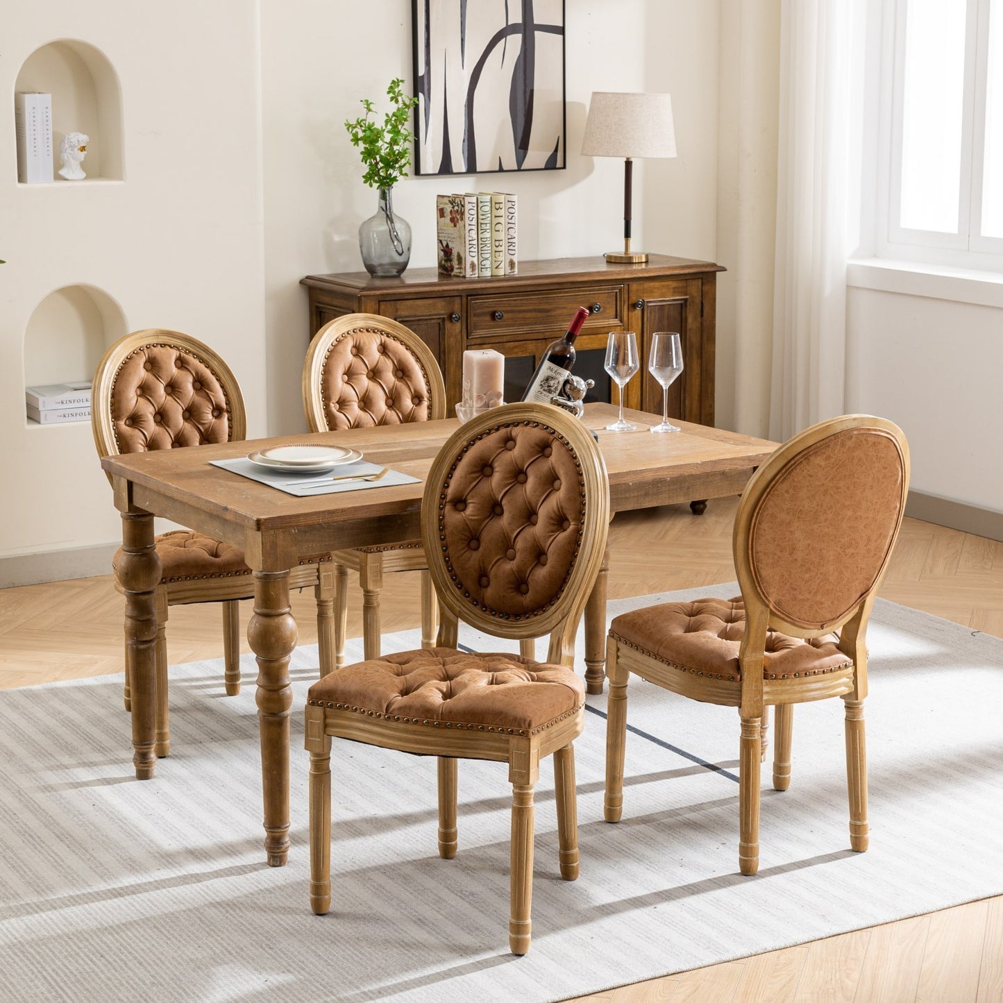 Lazzareschi Traditional Antique Leather Dining Chair