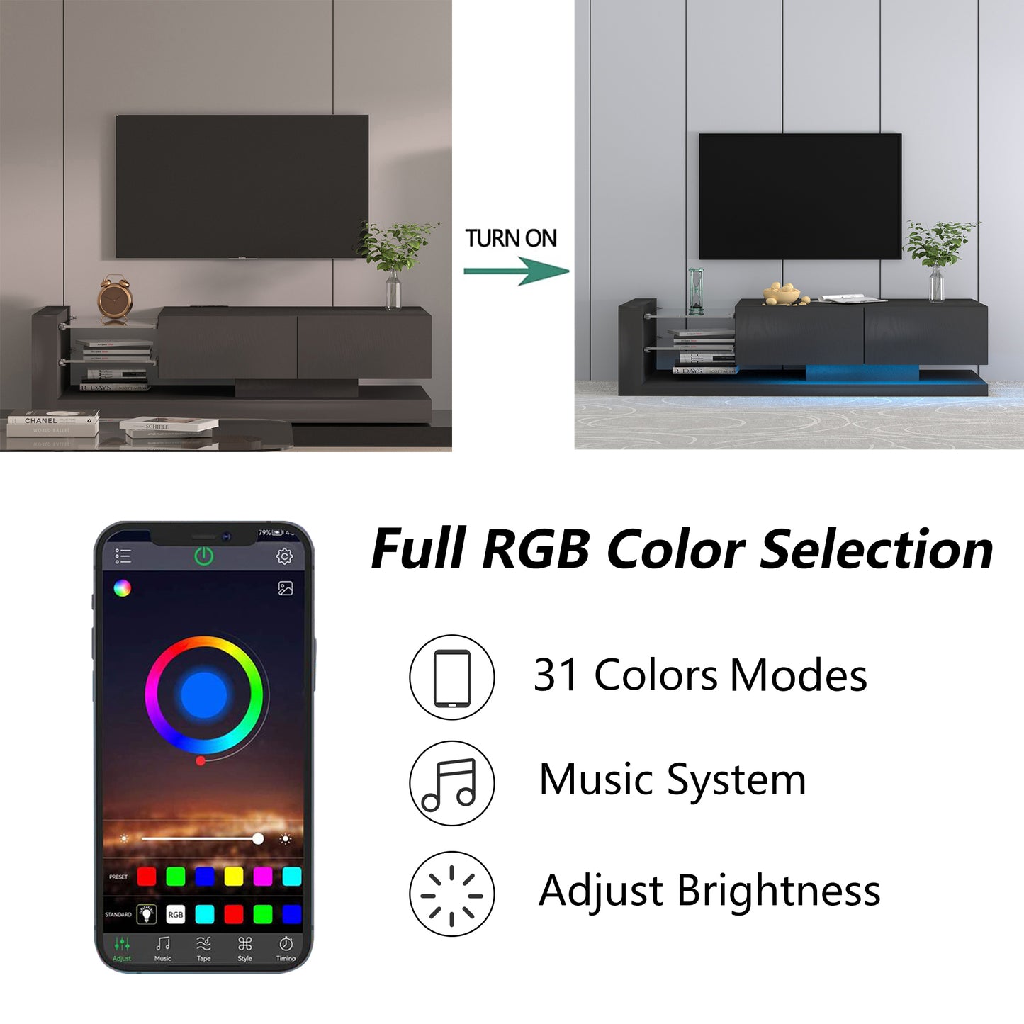 Fremont Modern TV Console with RGB LED Lights