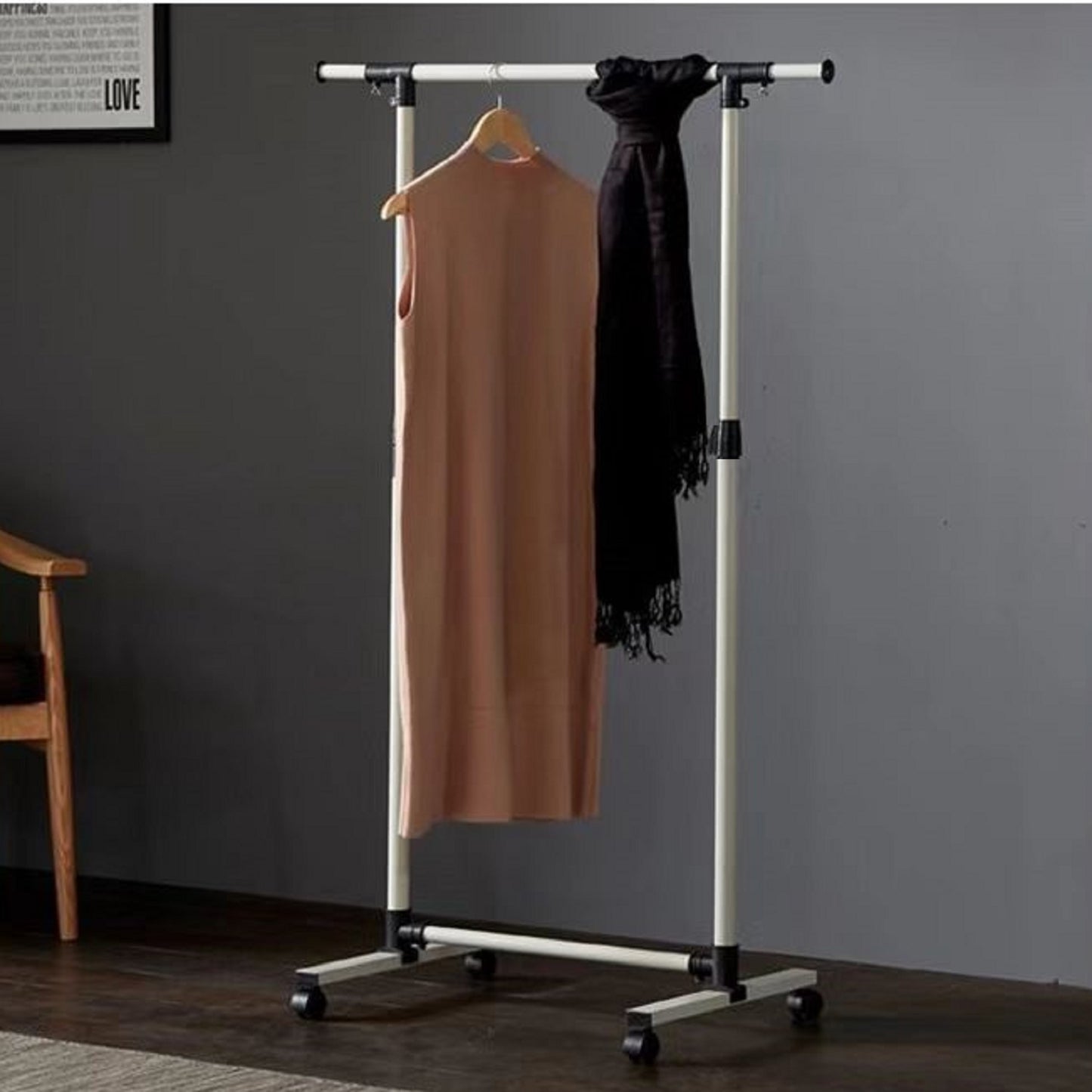 Eda Industrial Classic Rolling Clothes Rack