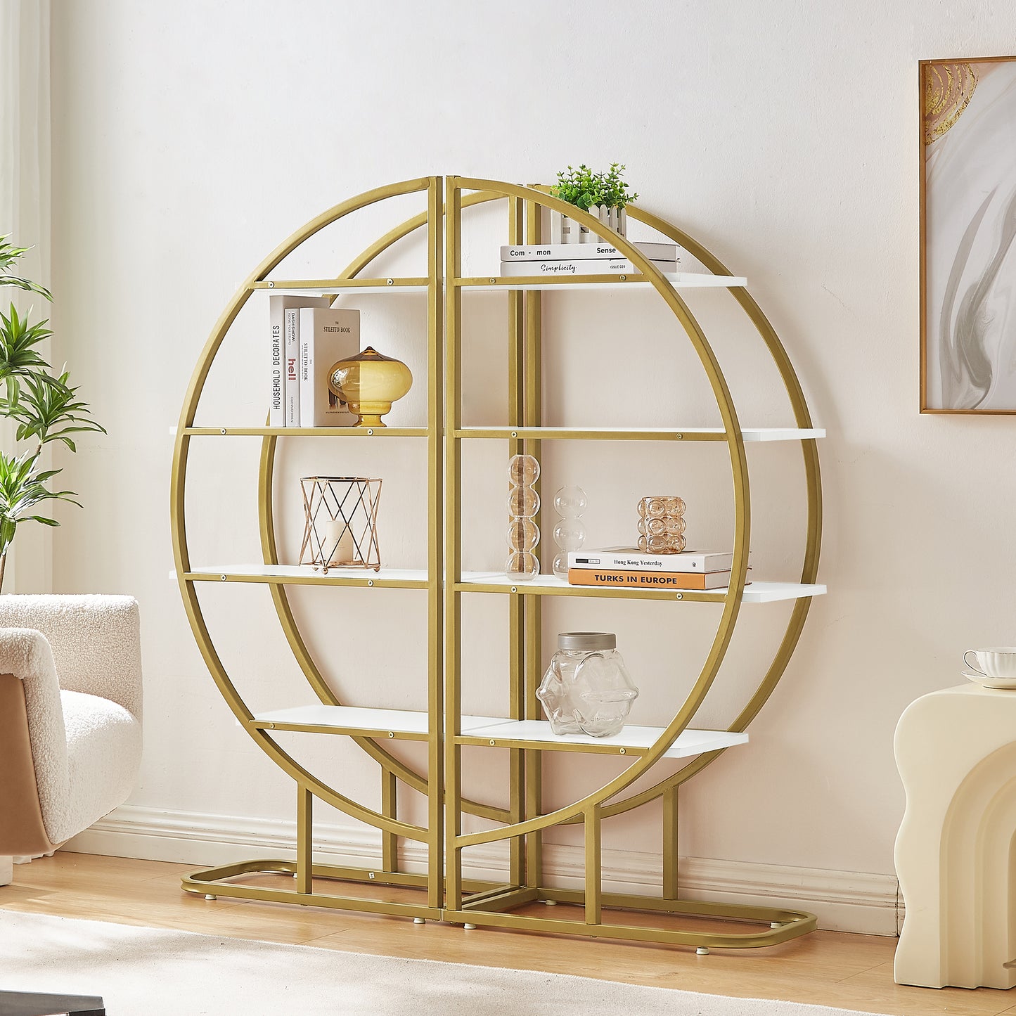 Emery Modern Metal Round Bookshelf