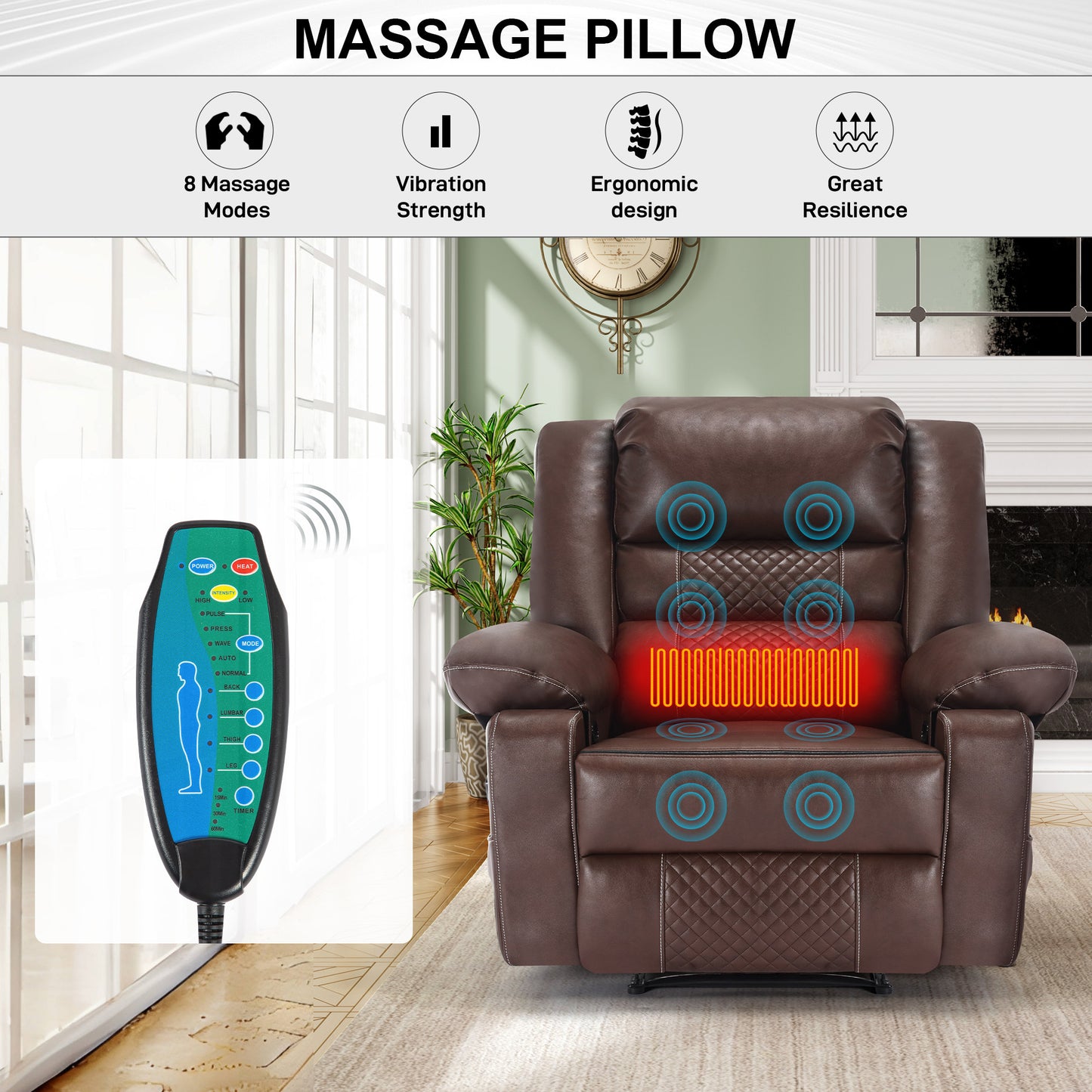 Lula Modern Breathable Leather Massage Recliner