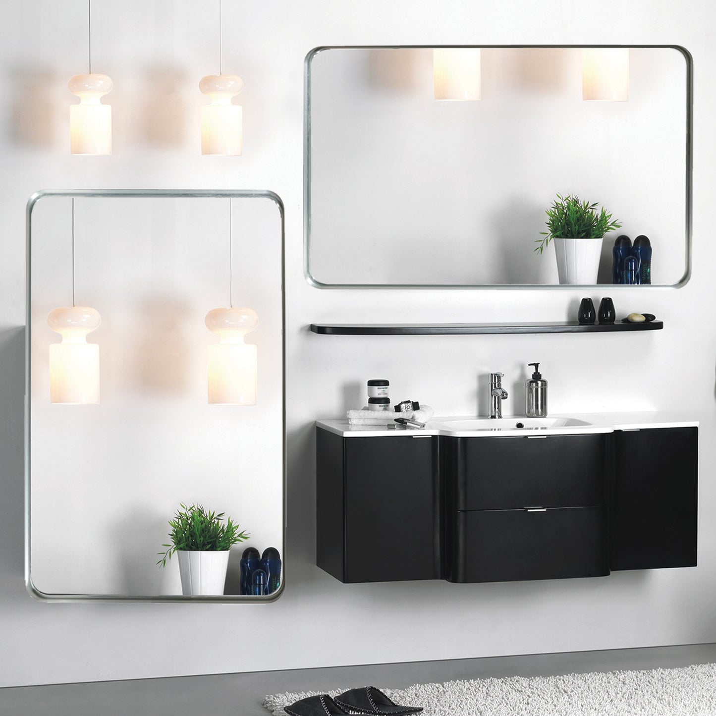 Somerset Modern Brushed Silver Bathroom Mirror