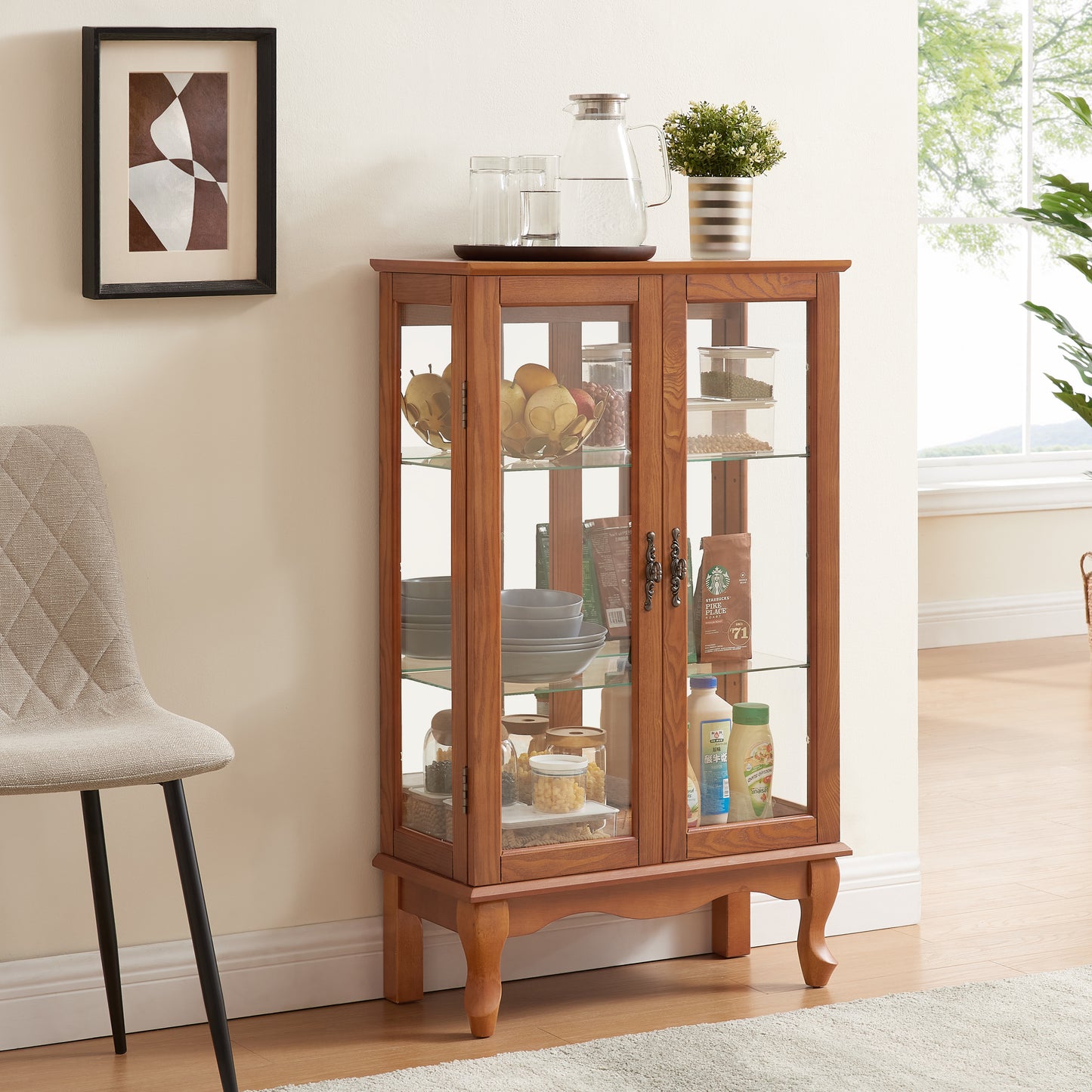 Jiron Traditional Mirrored Display Cabinet