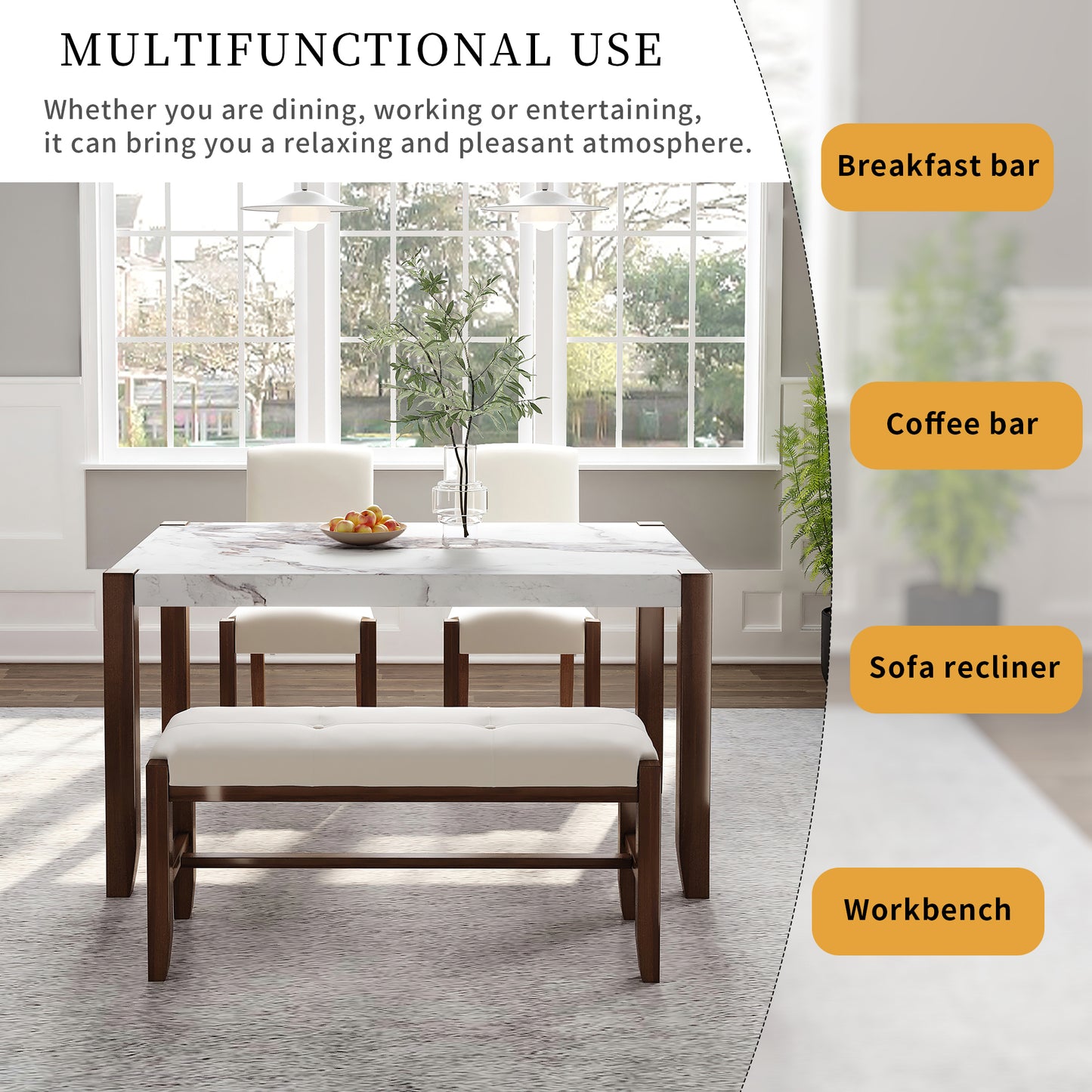 Lazzareschi Modern Marble Dining Set