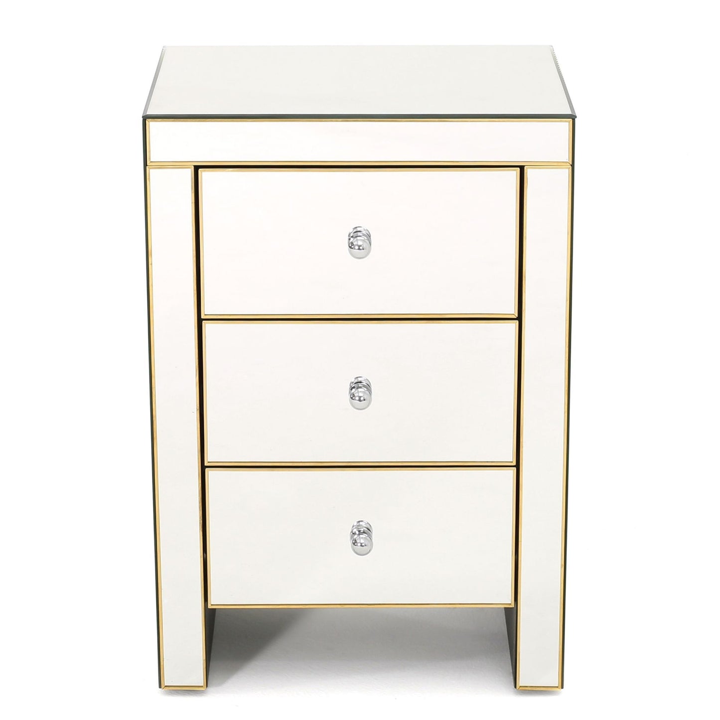 Fitch Contemporary Elegant Mirrored Nightstand Side Table