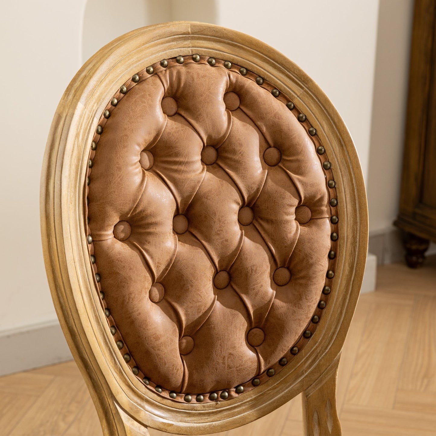 Lazzareschi Traditional Antique Leather Dining Chair