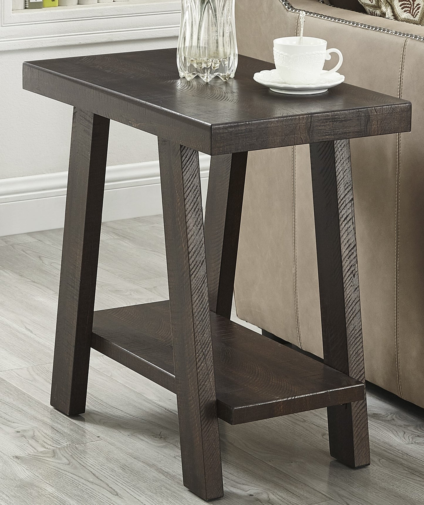 Emery Contemporary Wood Shelf Side Table