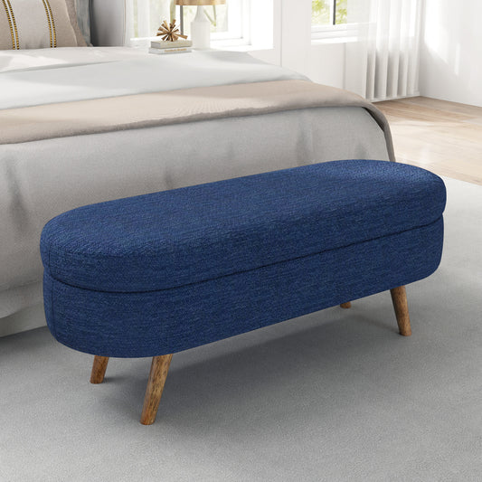 Emery Contemporary Oval Velvet Storage Ottoman