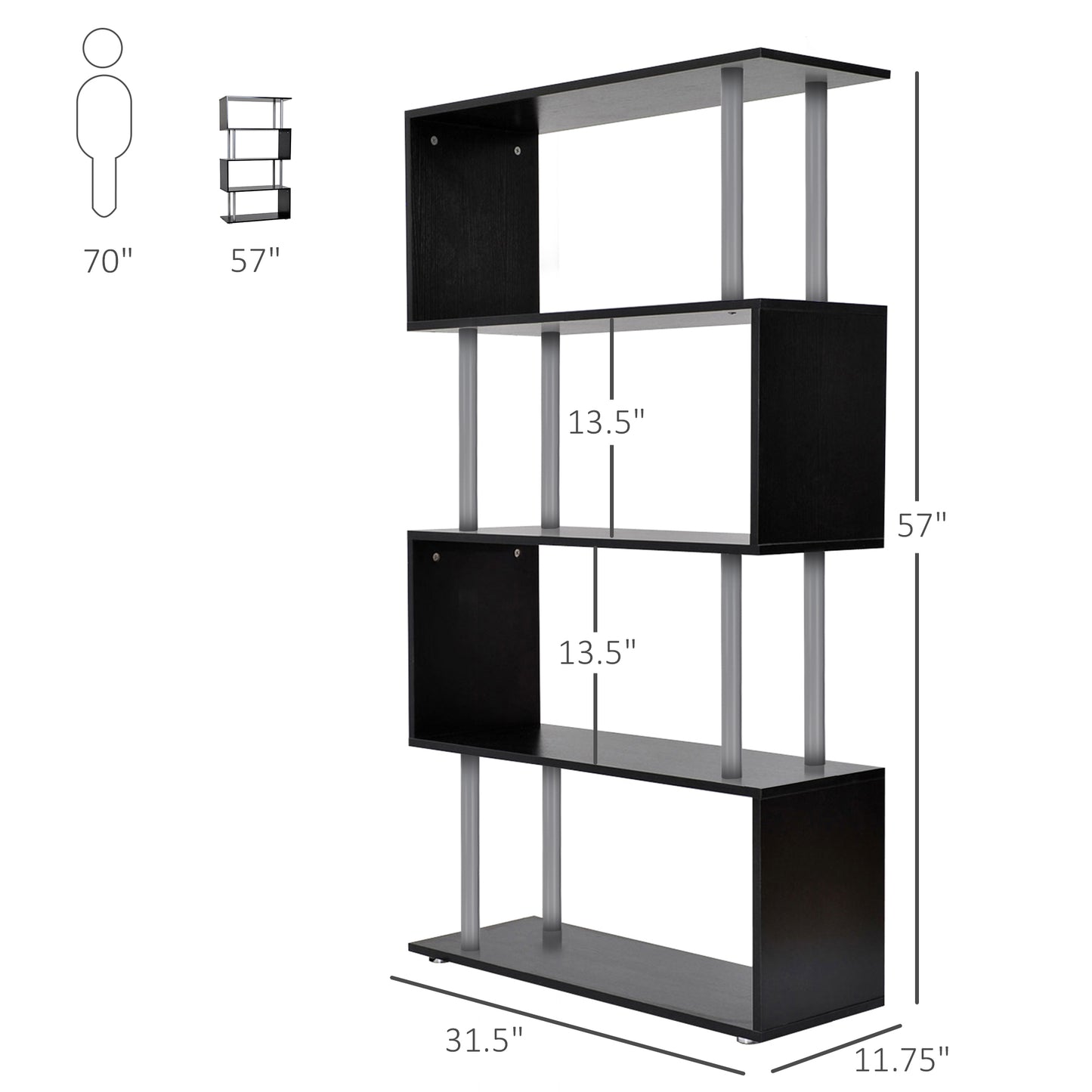 Lazzareschi Modern S-Shaped Bookcase