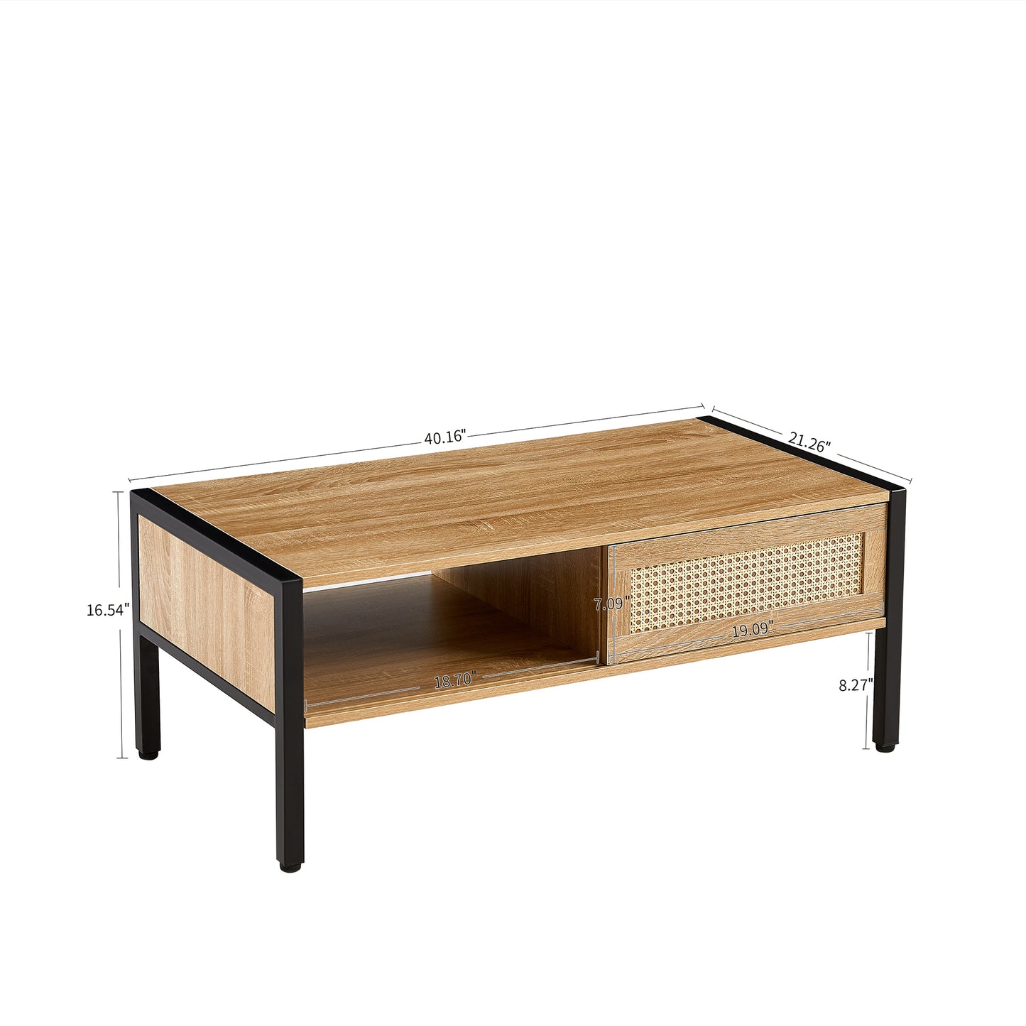 Emery Mid-Century Rattan Storage Coffee Table