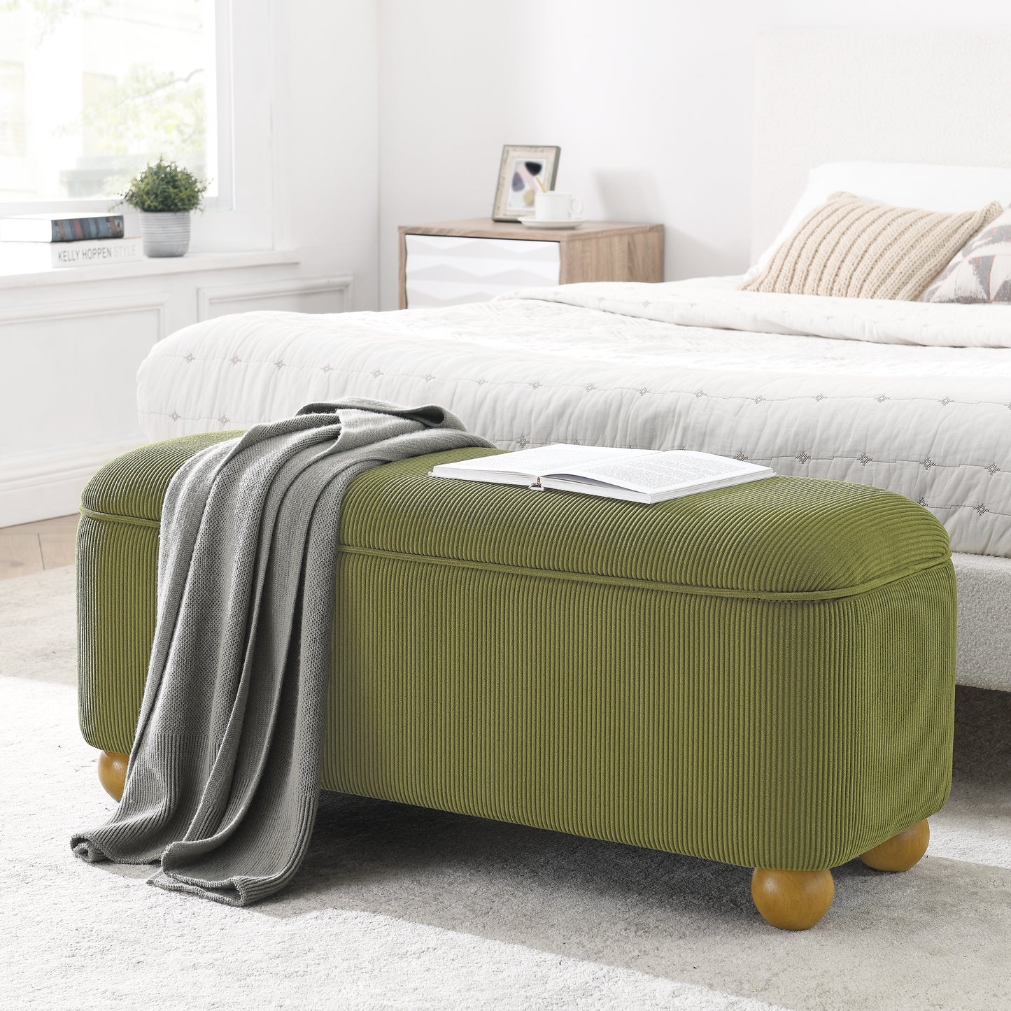 Silverleaf Modern Flannelette Fabric Ottoman Bench