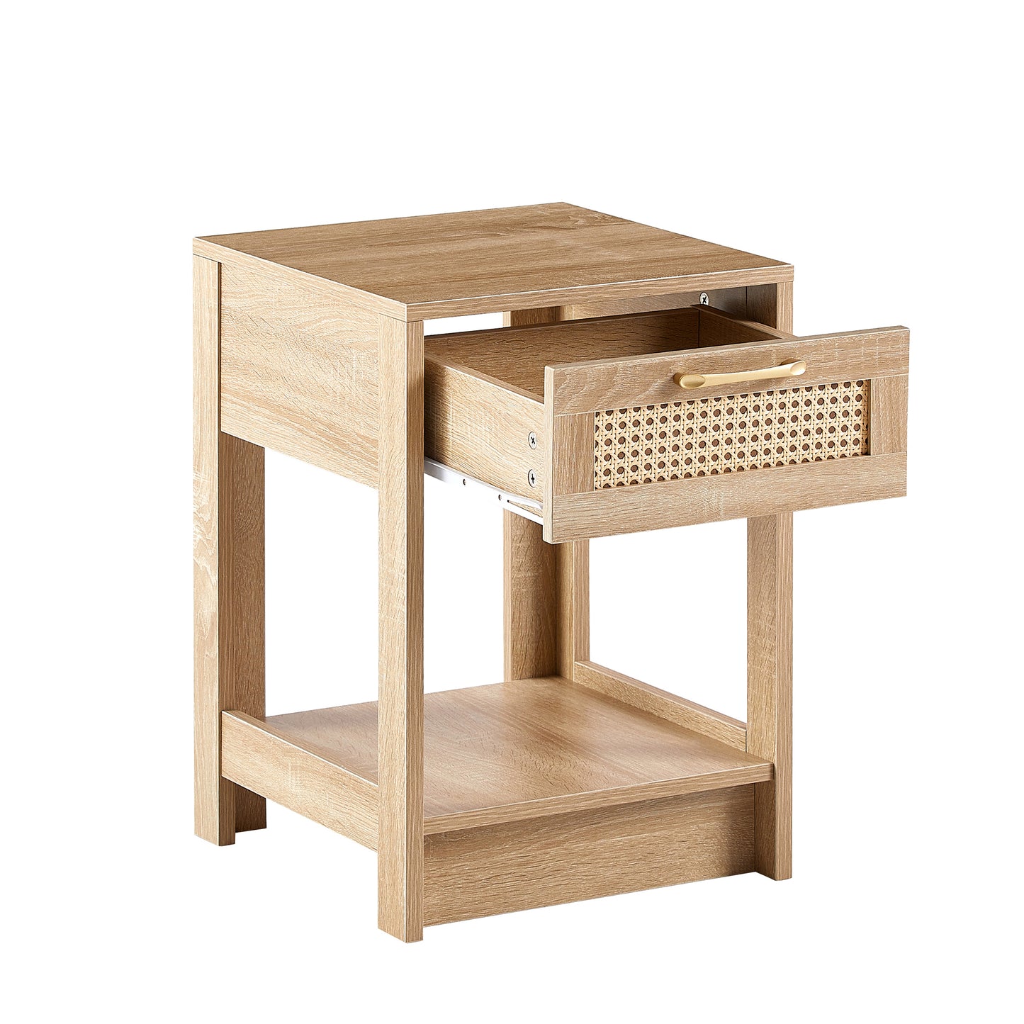 Niles Mid-Century Rattan Drawer Side Table