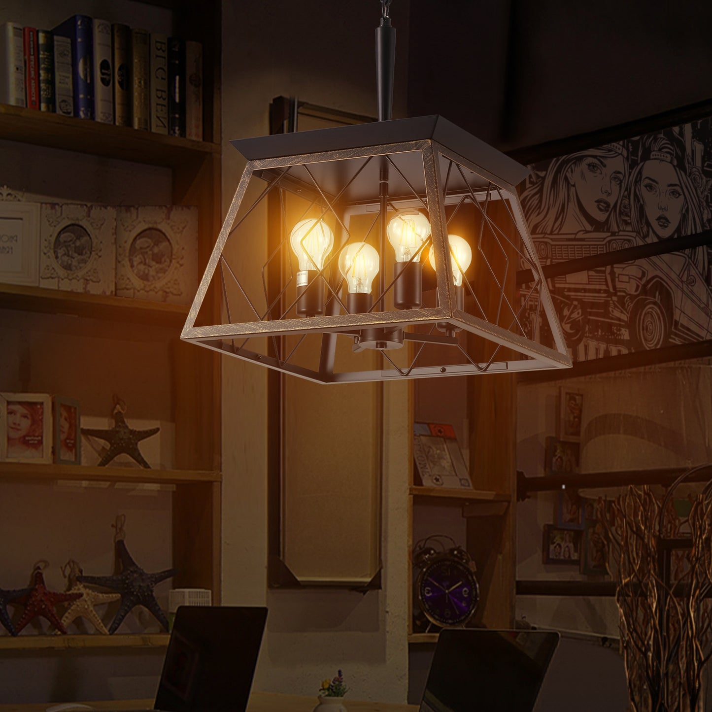 Kingsly Industrial Light Vintage Chandelier