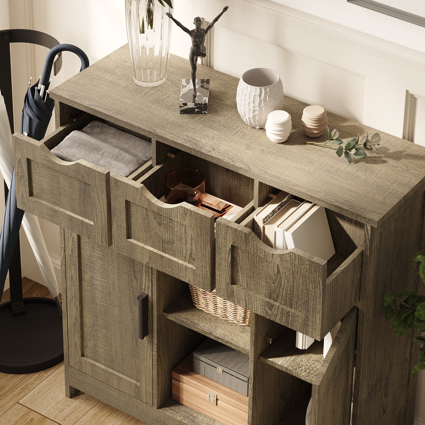 Fremont Craftsman Wooden Floor Storage Cabinet
