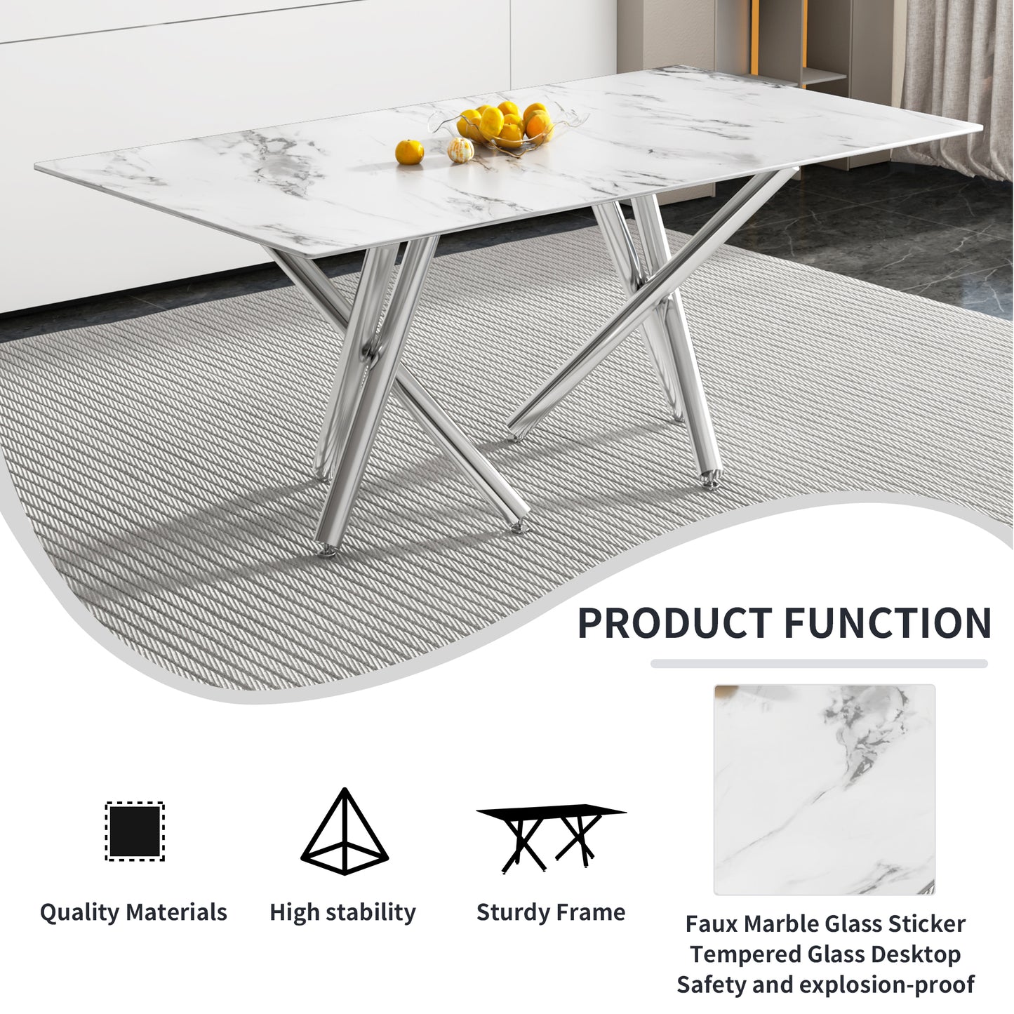 Emery Modern Glass Dining Table