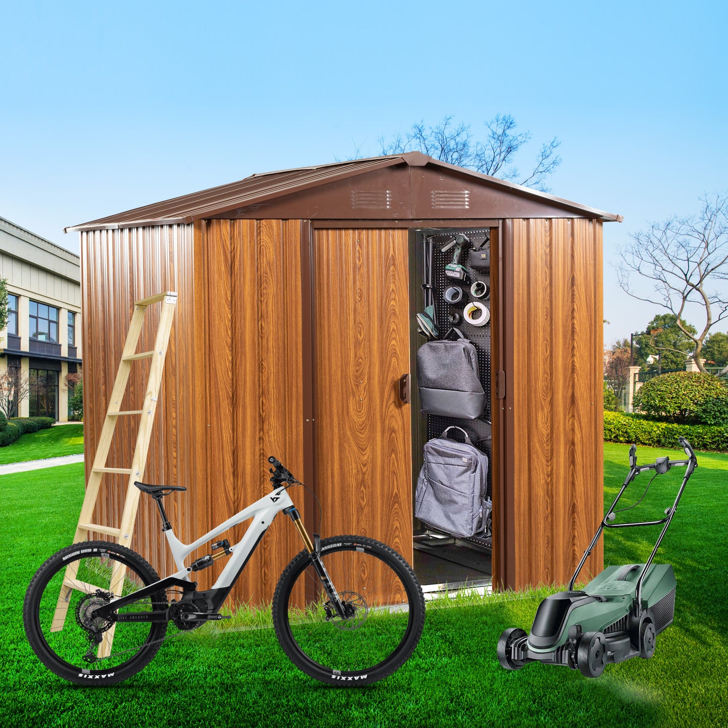 Marites Industrial Woodgrain Metal Storage