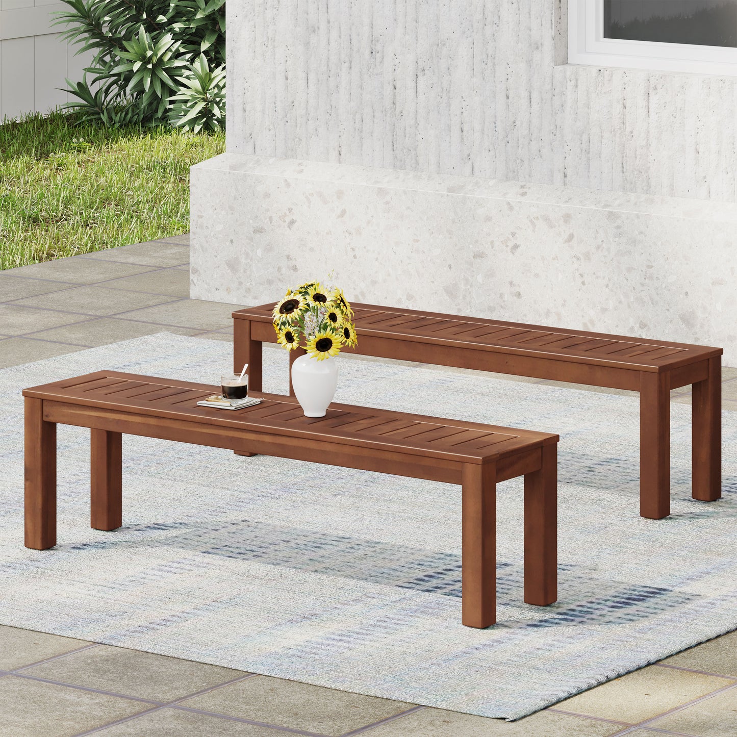 Somerset Modern Rustic Wood Benches