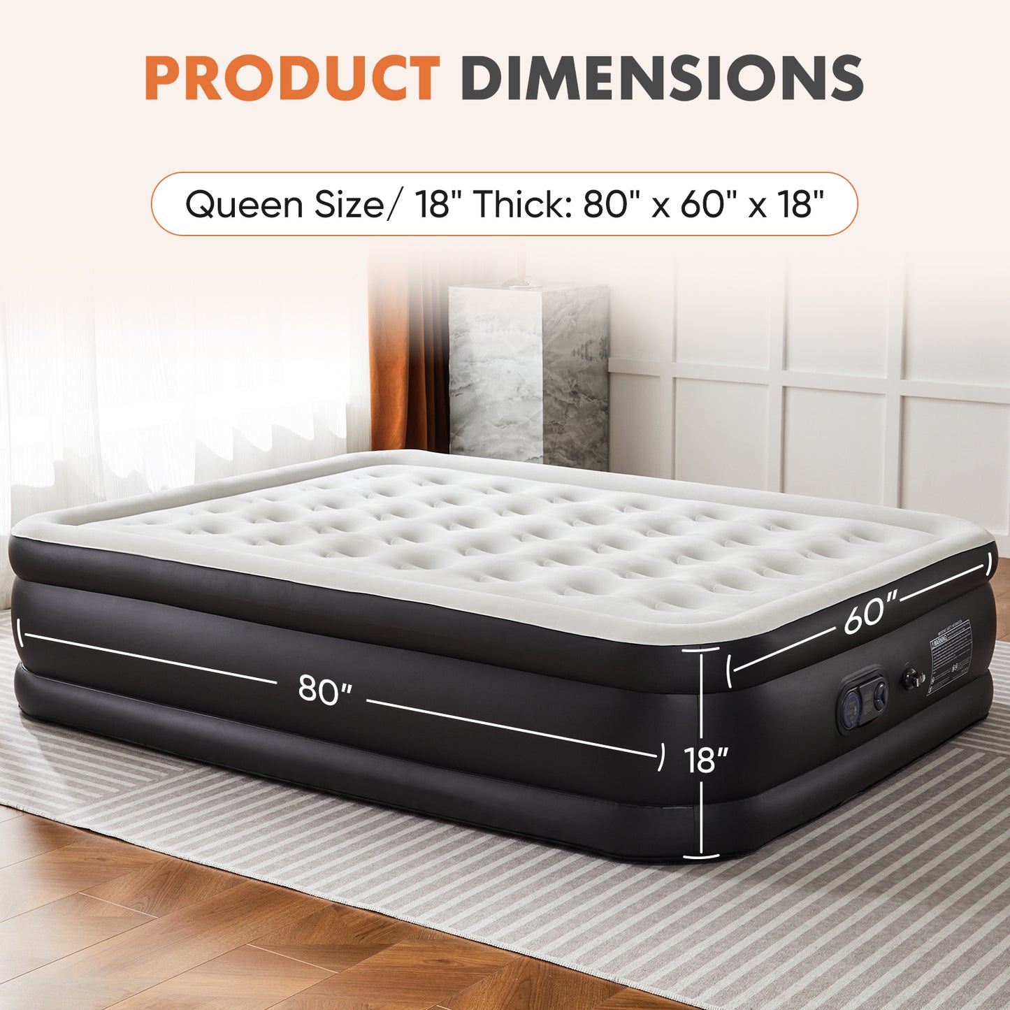 Bartholomew Contemporary Inflatable Air Mattress Built-in Pump