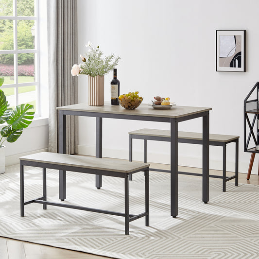 Niles Industrial Dining Set with Benches