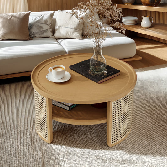 Healdsburg Mid-Century Natural Rattan Table