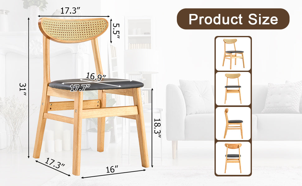 Eda Mid-Century Solid Wood Dining Chair