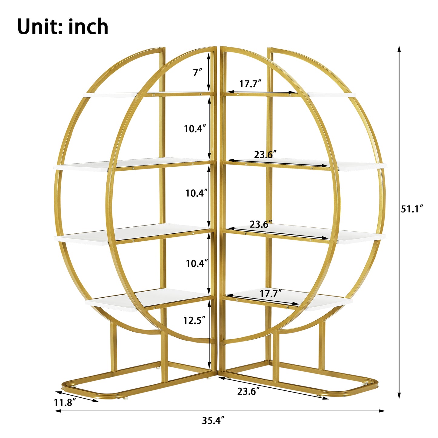 Emery Modern Metal Round Bookshelf
