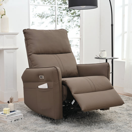 Elmcrest Contemporary Power Swivel Rocker Recliner Chair with USB Ports