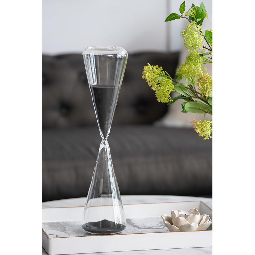 Lazzareschi Modern Triangular Black Sand Hourglass