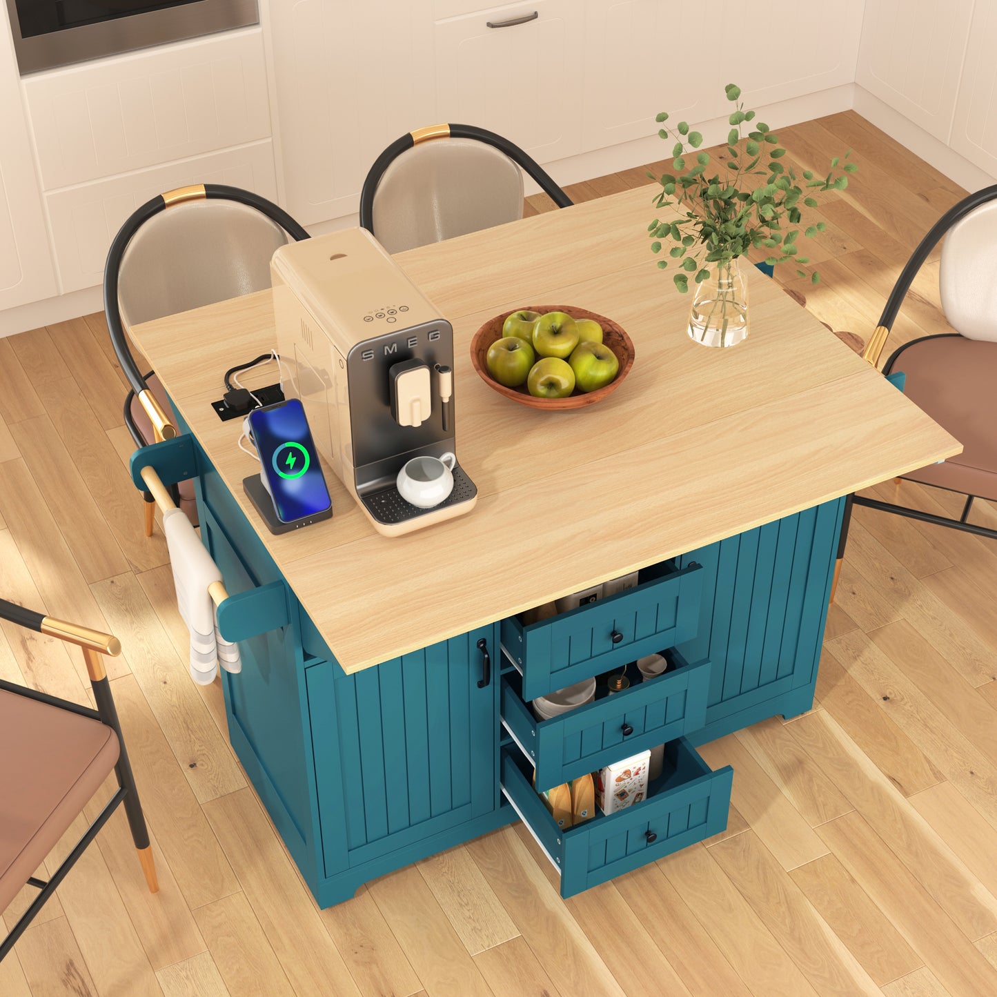 Cleo Modern Rolling Kitchen Cart
