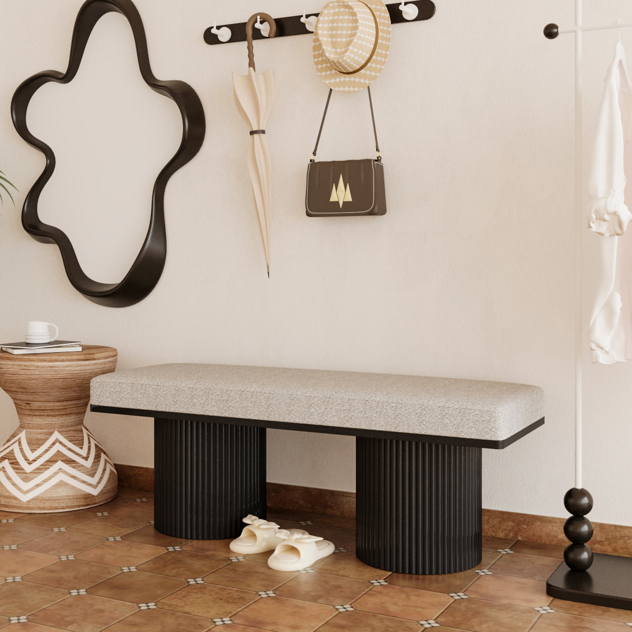 Lula Modern Upholstered Bench Chunky Legs