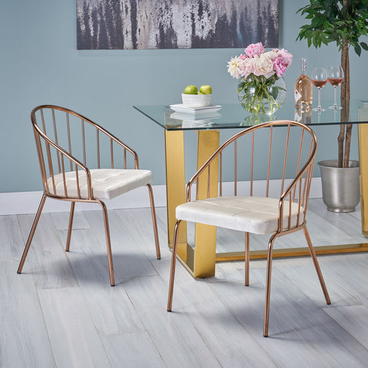 Niles Contemporary Steel Frame Velvet Dining Chair