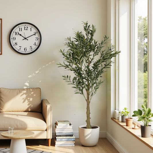 Amity Contemporary Artificial Olive Tree with Pot