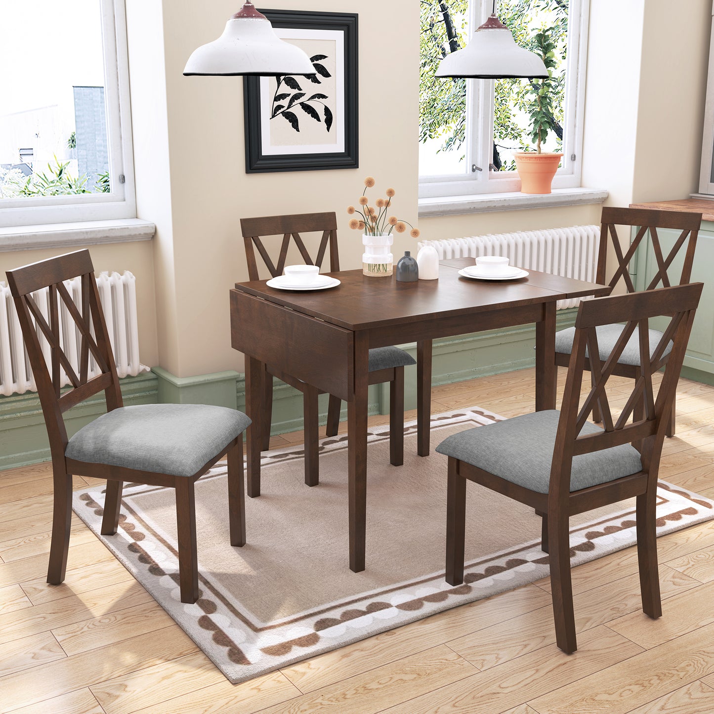 Irvington Contemporary Foldable Dining Table Set
