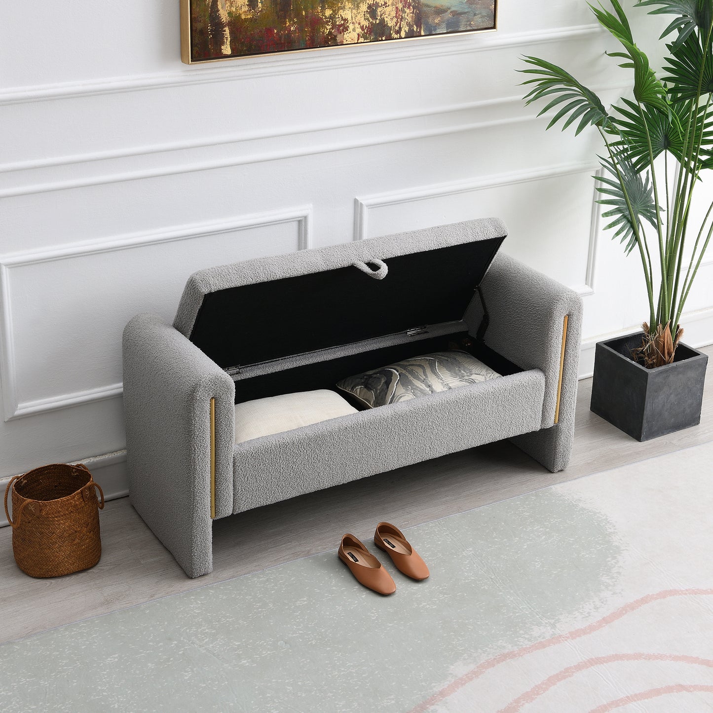 Warmsprings Modern Upholstered Storage Bench