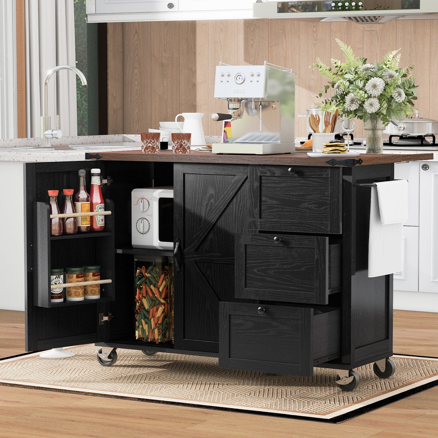 Westport Modern Farmhouse Rolling Kitchen Cart