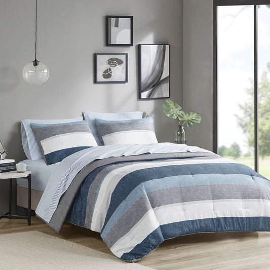 Westport Contemporary  Stripe Velvet Comforter Set