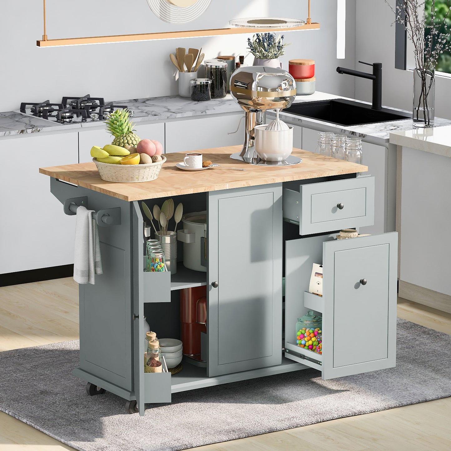 Somerset Modern Rolling Kitchen Cart Organizer