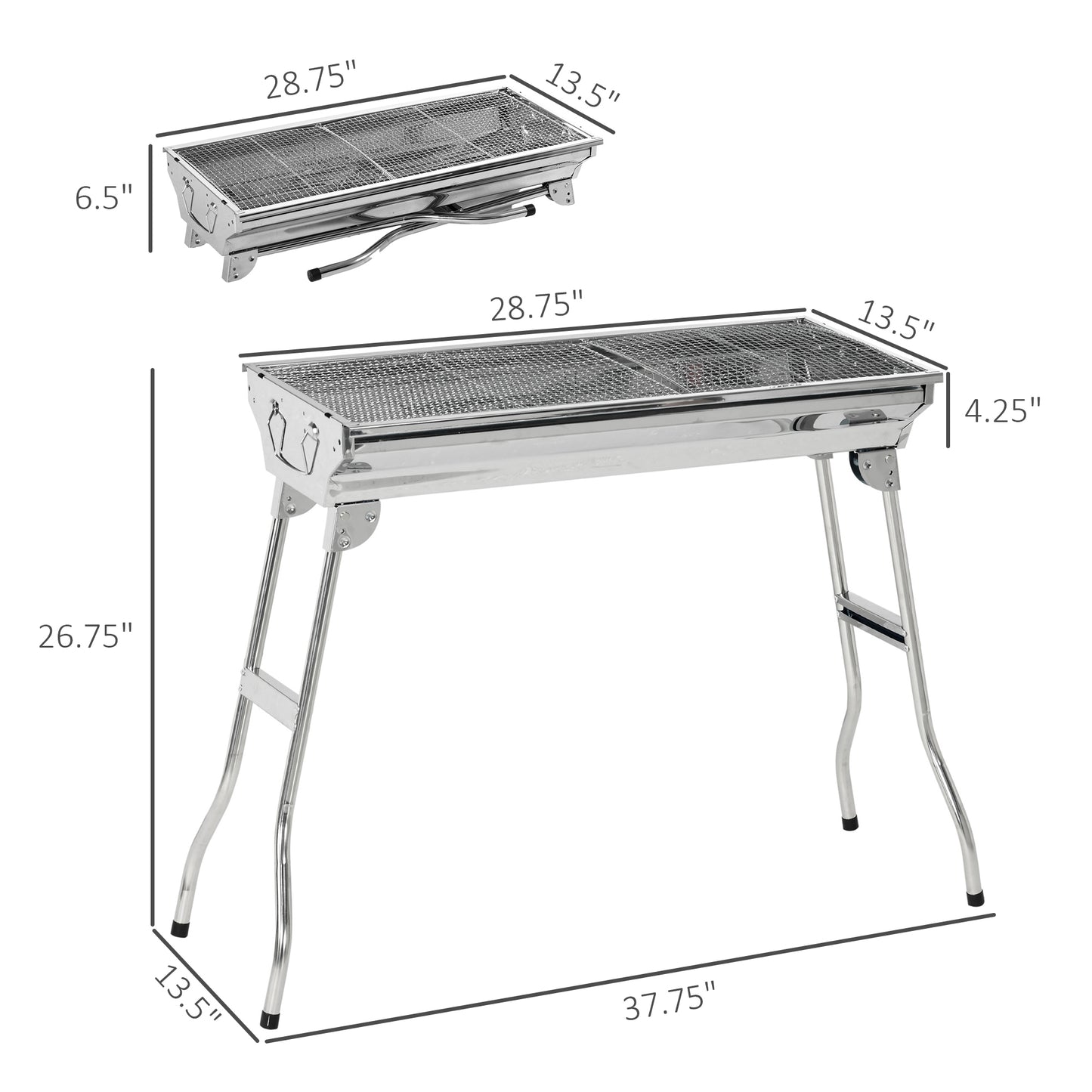 Bartholomew Industrial Stainless Folding Charcoal Grill
