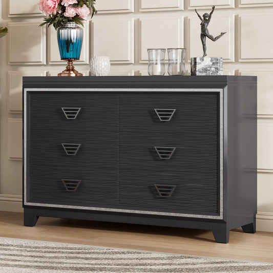 Ghivi Contemporary Elegant Dresser with Metal Handles and 6 Drawers