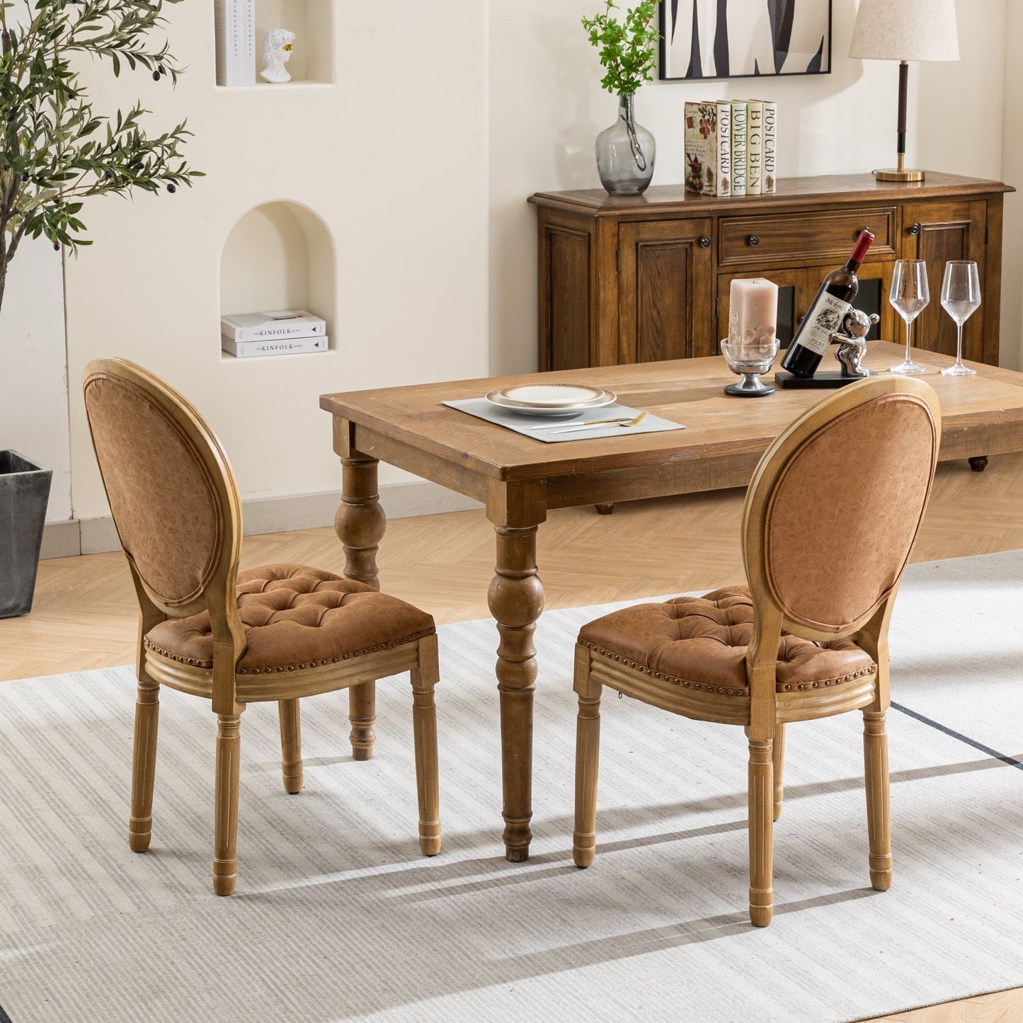 Lazzareschi Traditional Antique Leather Dining Chair
