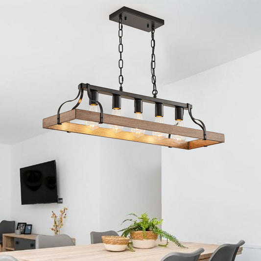 Fremont Modern Walnut Wood Grain Pendant Light