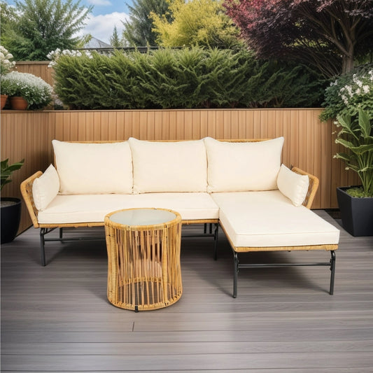 Marcel Modern Natural Wicker Patio Set