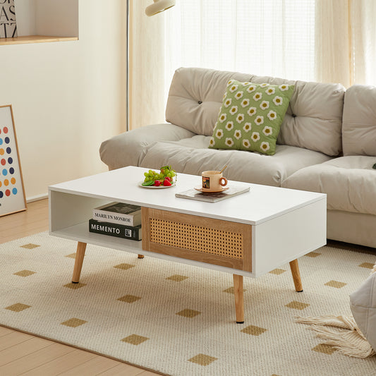 Oakridge Mid-Century Rattan Sliding Coffee Table
