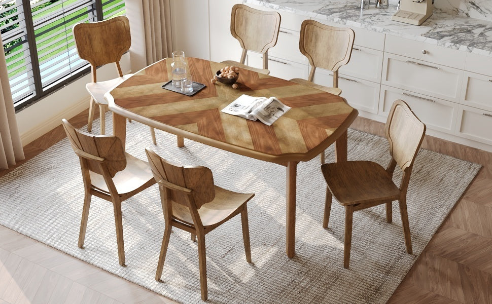 Ghivi Mid-Century 7-Piece Curved Back Dining Set